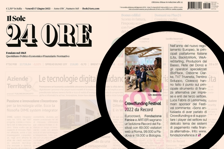 Fondazione-Fenice-Crowdfunding-Festival-2022-il-sole-24-ore-articolo